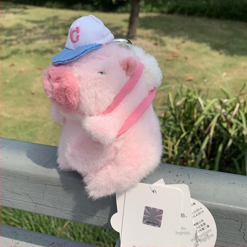 Capybara breloc pluș pentru geantă, pandantiv, pluș scurt, umplutură PP bumbac, unisex, 14+ ani