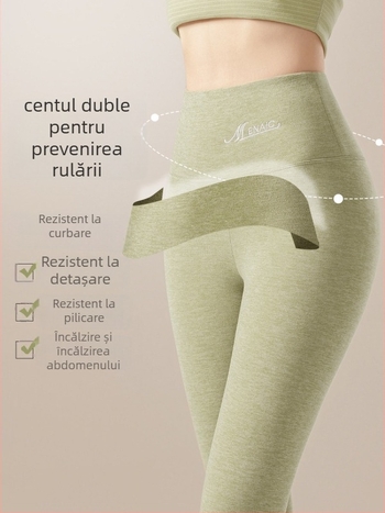 Pantaloni termici din fleece pentru femei, fără pilă, lungime gleznă, groși, croială lejeră, efect slimming, iarna 2024