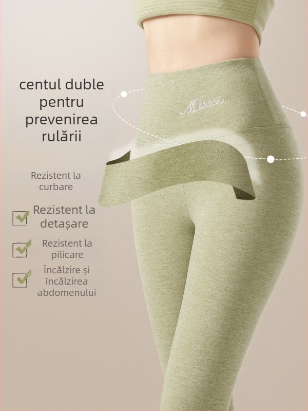 Pantaloni termici din fleece pentru femei, fără pilă, lungime gleznă, groși, croială lejeră, efect slimming, iarna 2024