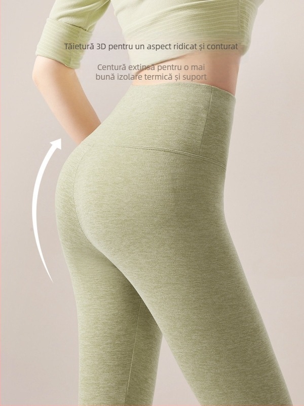 Pantaloni termici din fleece pentru femei, fără pilă, lungime gleznă, groși, croială lejeră, efect slimming, iarna 2024