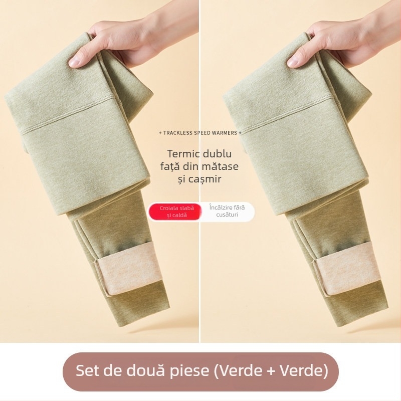 Pantaloni termici din fleece pentru femei, fără pilă, lungime gleznă, groși, croială lejeră, efect slimming, iarna 2024