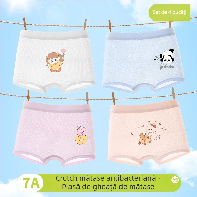 Boxeri pentru fete, primăvara 2025, viscoză 90%, siguranță Clasa A, pentru copii 3–8 ani