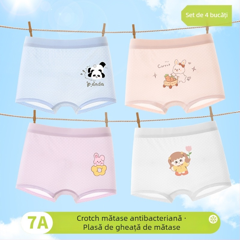 Boxeri pentru fete, primăvara 2025, viscoză 90%, siguranță Clasa A, pentru copii 3–8 ani