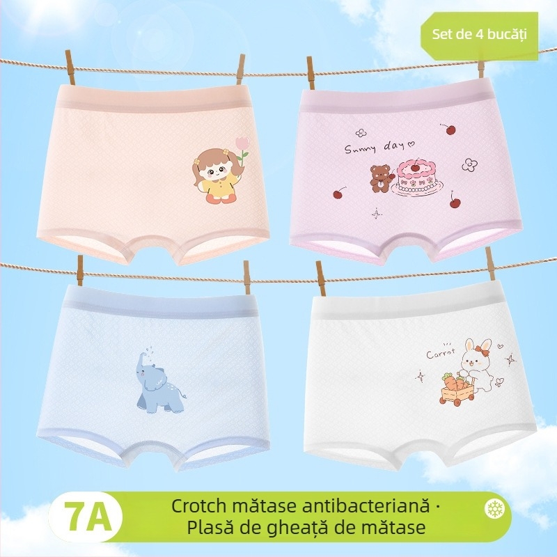 Boxeri pentru fete, primăvara 2025, viscoză 90%, siguranță Clasa A, pentru copii 3–8 ani