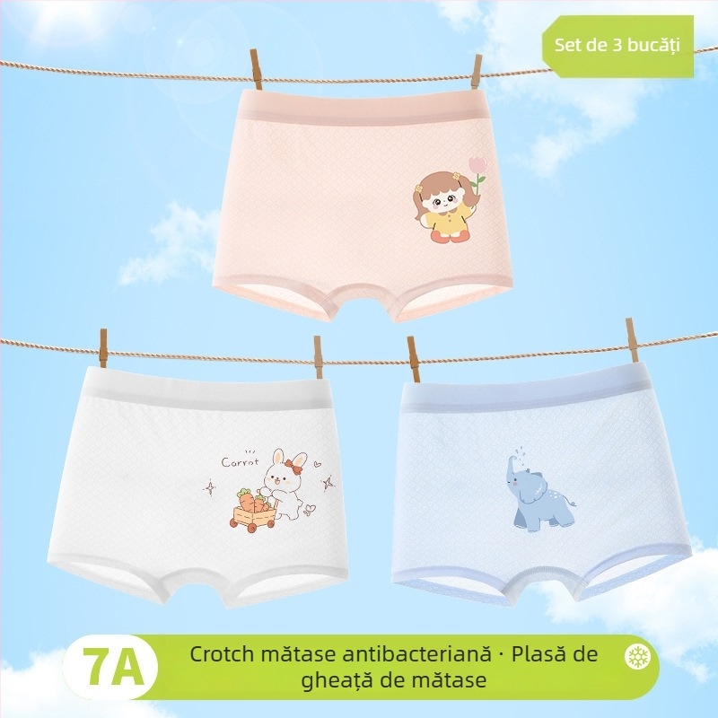 Boxeri pentru fete, primăvara 2025, viscoză 90%, siguranță Clasa A, pentru copii 3–8 ani