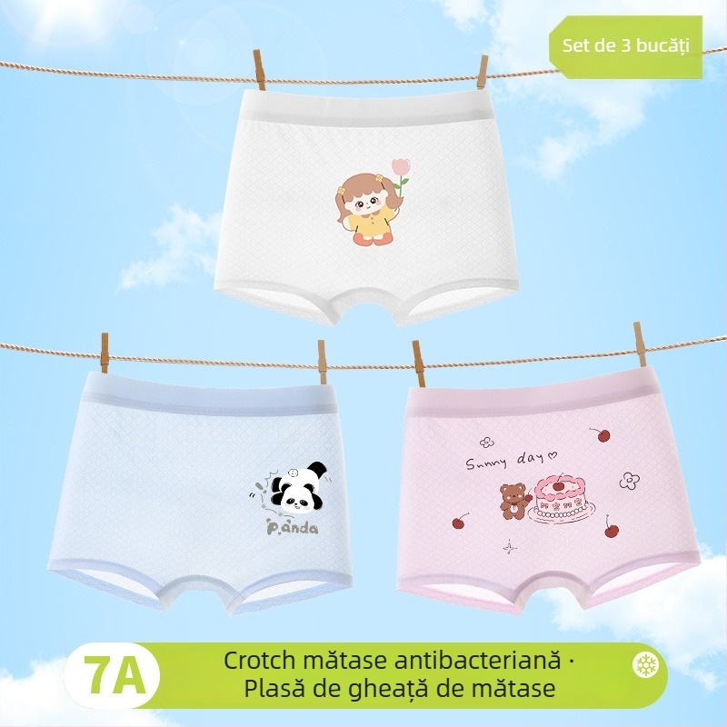 Boxeri pentru fete, primăvara 2025, viscoză 90%, siguranță Clasa A, pentru copii 3–8 ani