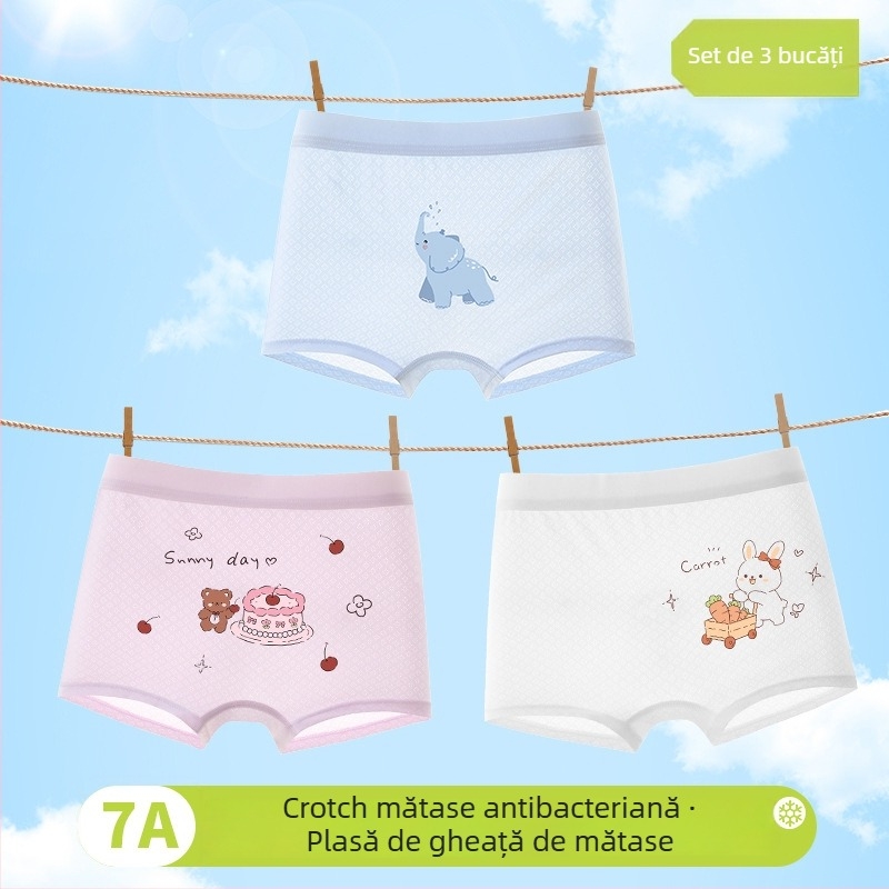 Boxeri pentru fete, primăvara 2025, viscoză 90%, siguranță Clasa A, pentru copii 3–8 ani