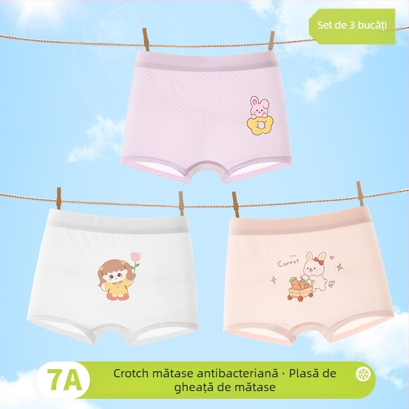 Boxeri pentru fete, primăvara 2025, viscoză 90%, siguranță Clasa A, pentru copii 3–8 ani