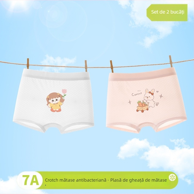 Boxeri pentru fete, primăvara 2025, viscoză 90%, siguranță Clasa A, pentru copii 3–8 ani