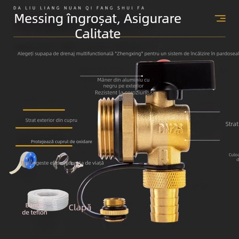 Supapă de drenaj pentru distribuția încălzirii prin pardoseală – Alamă, certificare EU CE, Brand: Altul