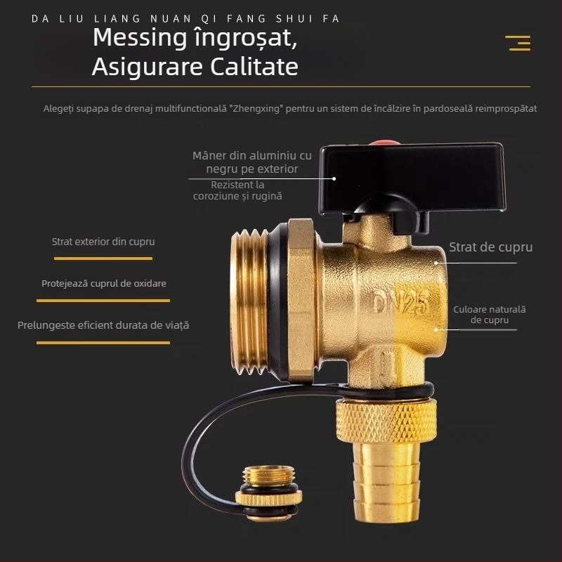 Supapă de drenaj pentru distribuția încălzirii prin pardoseală – Alamă, certificare EU CE, Brand: Altul