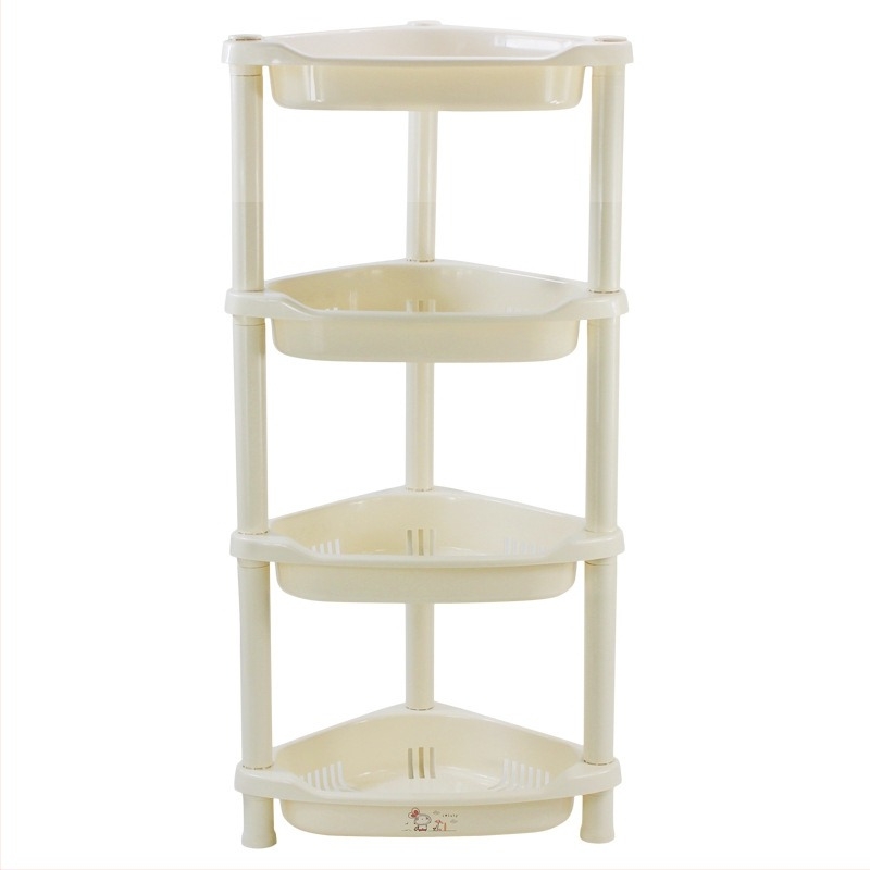 Etajeră de depozitare din plastic, cu bază triunghiulară tripod, pentru baie și bucătărie, 3 etaje, încărcare 5–10 kg