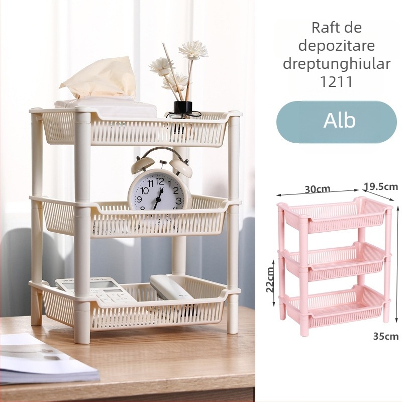Etajeră de depozitare din plastic, cu bază triunghiulară tripod, pentru baie și bucătărie, 3 etaje, încărcare 5–10 kg