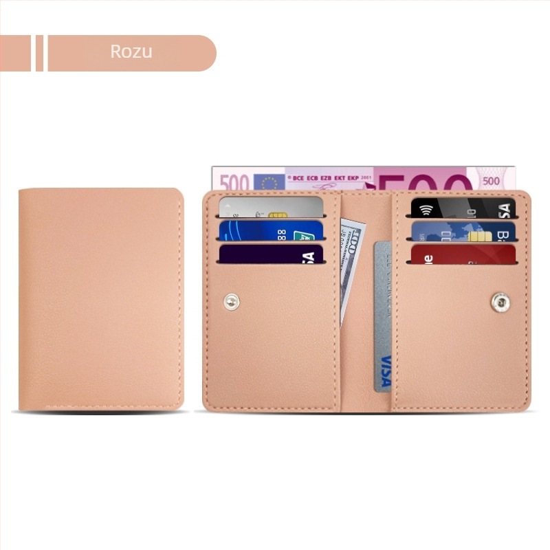 Holder pentru carduri din piele PU, anti-magnetic, cu 9 sloturi, subțire și compact