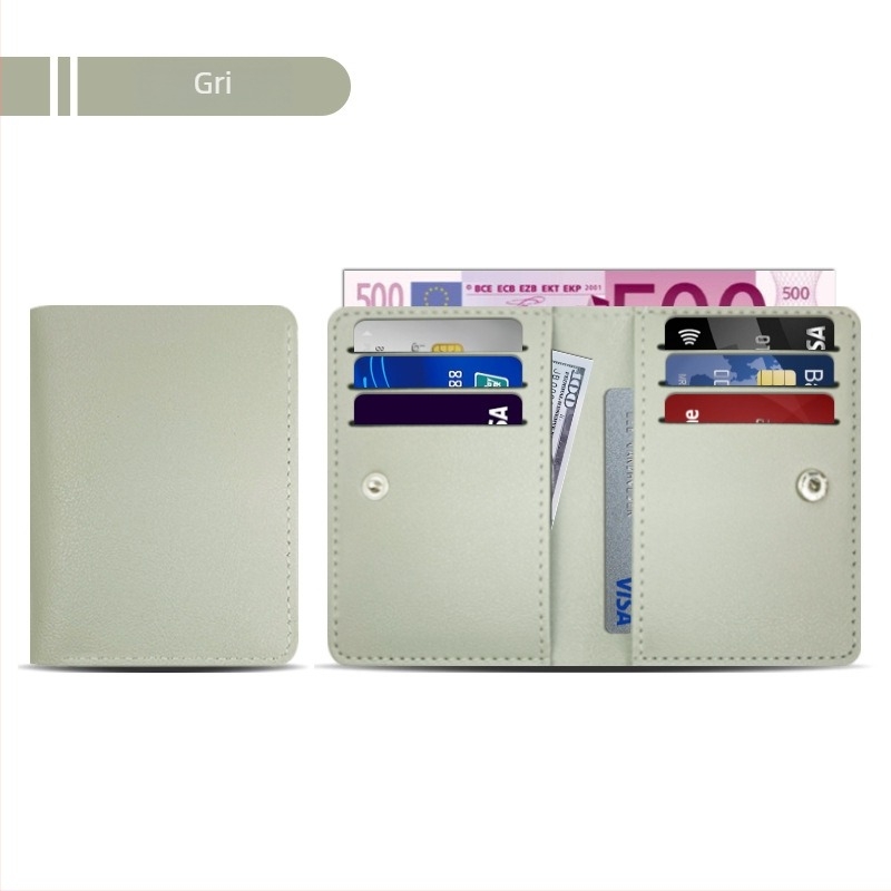 Holder pentru carduri din piele PU, anti-magnetic, cu 9 sloturi, subțire și compact