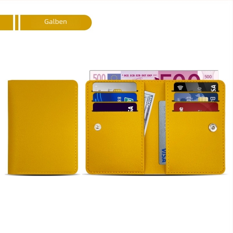 Holder pentru carduri din piele PU, anti-magnetic, cu 9 sloturi, subțire și compact