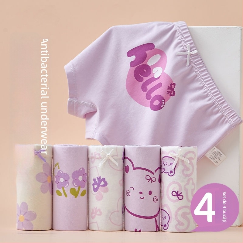 Boxeri pentru fete din bumbac 95%, model ușor de vară, pentru copii 3–8 ani (100–140 cm) și copii mai mari peste 140 cm.