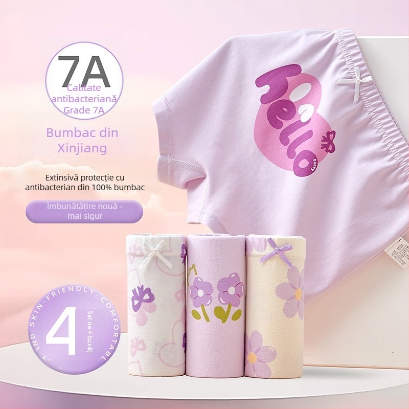 Boxeri pentru fete din bumbac 95%, model ușor de vară, pentru copii 3–8 ani (100–140 cm) și copii mai mari peste 140 cm.