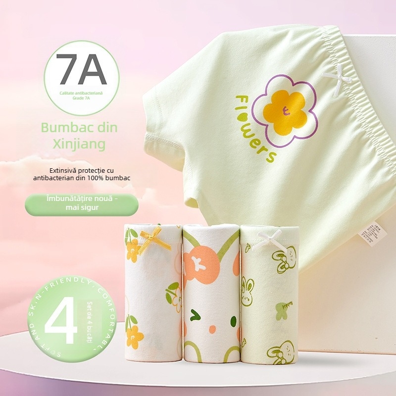 Boxeri pentru fete din bumbac 95%, model ușor de vară, pentru copii 3–8 ani (100–140 cm) și copii mai mari peste 140 cm.