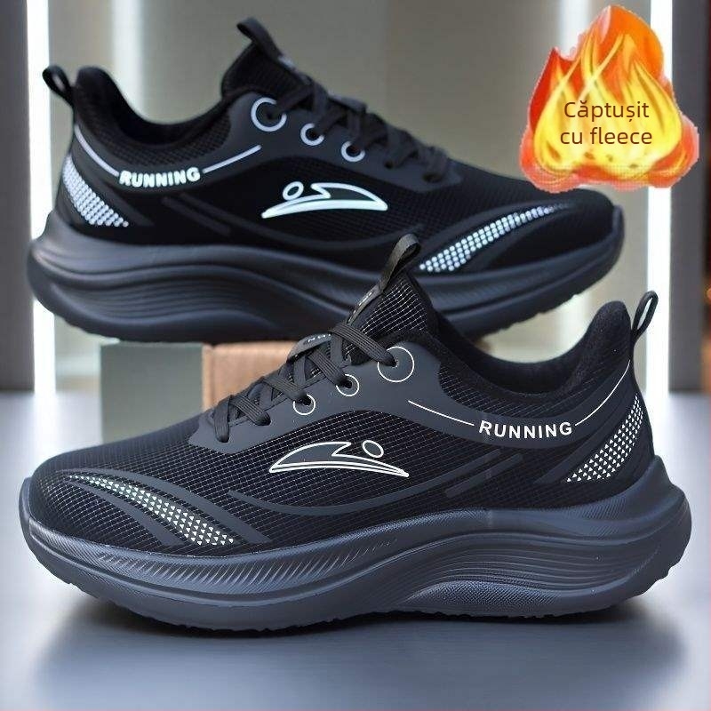 Pantofi sport de iarnă pentru bărbați, din PU, impermeabili, cu căptușeală plușată