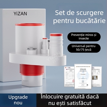 Scurgere chiuvetă bucătărie, divertor integrat multifuncțional cu 5 căi, ABS, procesare personalizabilă, anti-miros