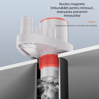 Scurgere chiuvetă bucătărie, divertor integrat multifuncțional cu 5 căi, ABS, procesare personalizabilă, anti-miros