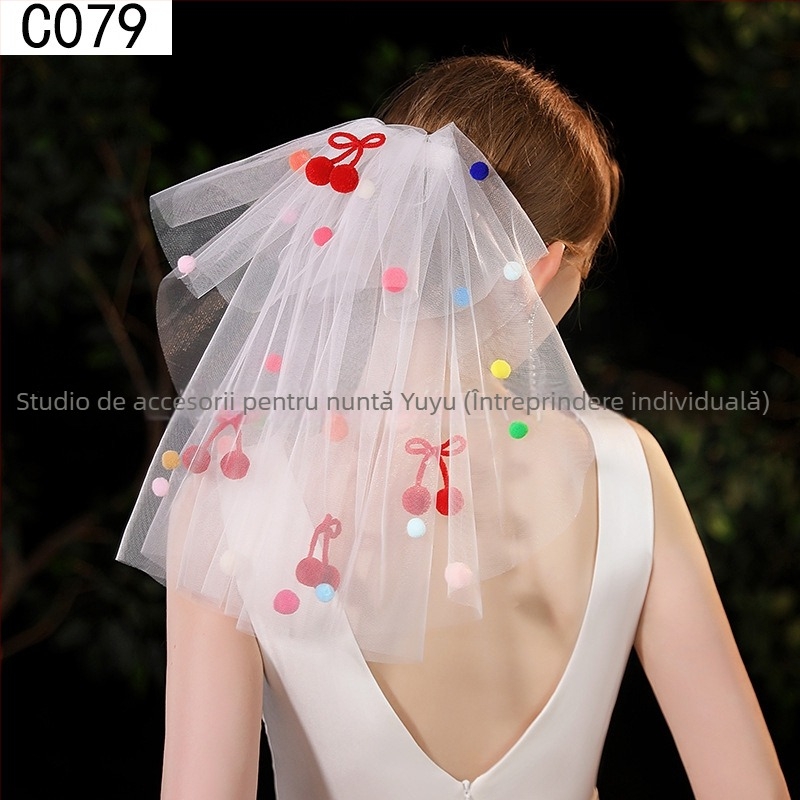 Accesoriu pentru cap din plasă, cu fundă, stil dulce feminin, imprimeu, potrivit pentru nunți și cadouri de ziua de naștere