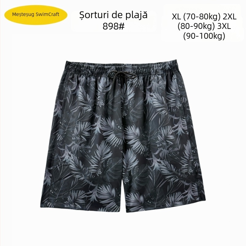 Șorturi de plajă pentru bărbați, croială lejeră, imprimeu, poliester 90–95%, 150 g