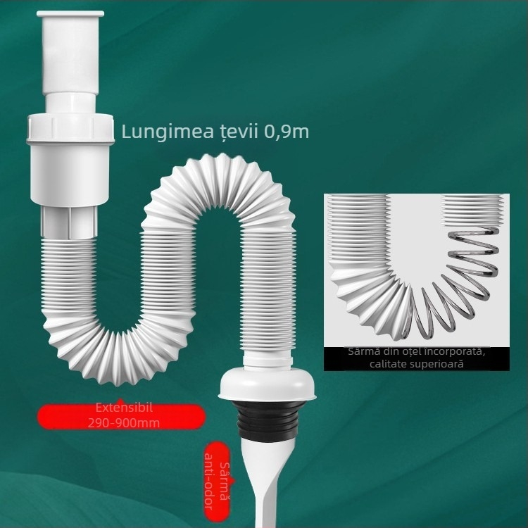 Sistem de drenaj pentru chiuvetă cu protecție împotriva mirosurilor – PVC, model WD-XS171-20, presiune nominală 1, temperatură de lucru 60°C, instalare directă