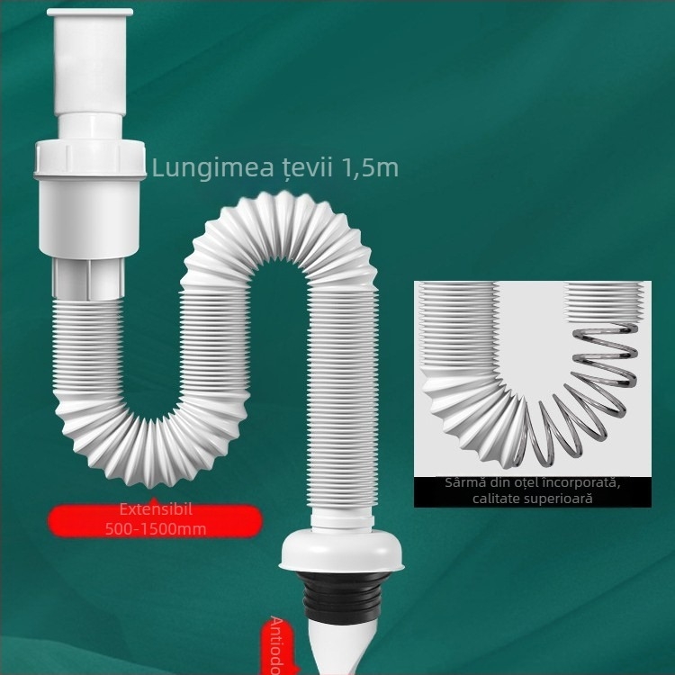 Sistem de drenaj pentru chiuvetă cu protecție împotriva mirosurilor – PVC, model WD-XS171-20, presiune nominală 1, temperatură de lucru 60°C, instalare directă