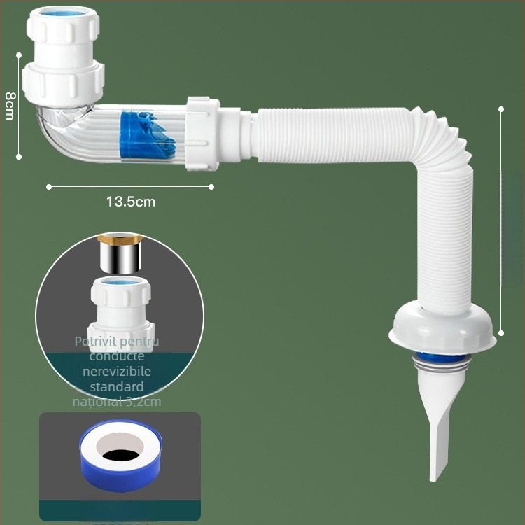 Sistem de drenaj pentru chiuvetă cu protecție împotriva mirosurilor – PVC, model WD-XS171-20, presiune nominală 1, temperatură de lucru 60°C, instalare directă