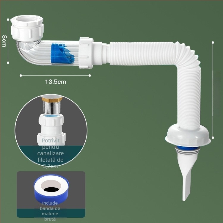 Sistem de drenaj pentru chiuvetă cu protecție împotriva mirosurilor – PVC, model WD-XS171-20, presiune nominală 1, temperatură de lucru 60°C, instalare directă