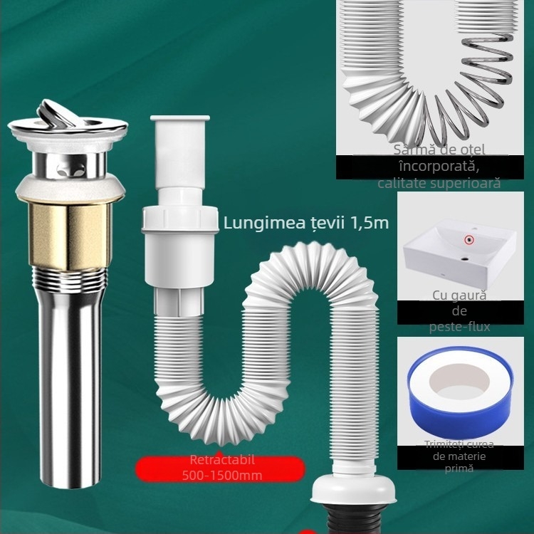 Sistem de drenaj pentru chiuvetă cu protecție împotriva mirosurilor – PVC, model WD-XS171-20, presiune nominală 1, temperatură de lucru 60°C, instalare directă