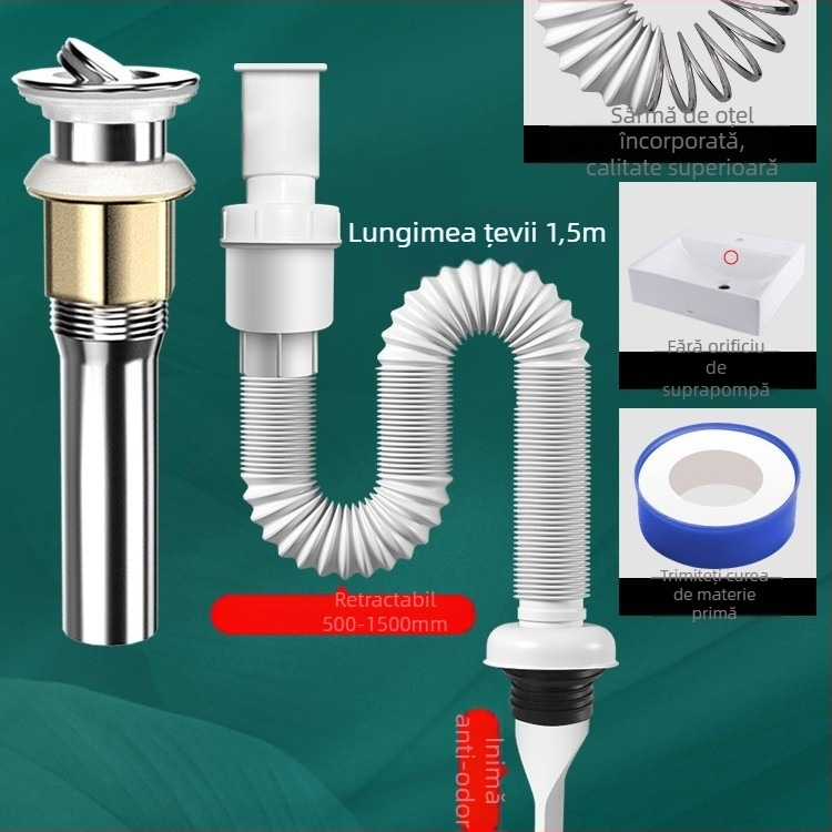 Sistem de drenaj pentru chiuvetă cu protecție împotriva mirosurilor – PVC, model WD-XS171-20, presiune nominală 1, temperatură de lucru 60°C, instalare directă