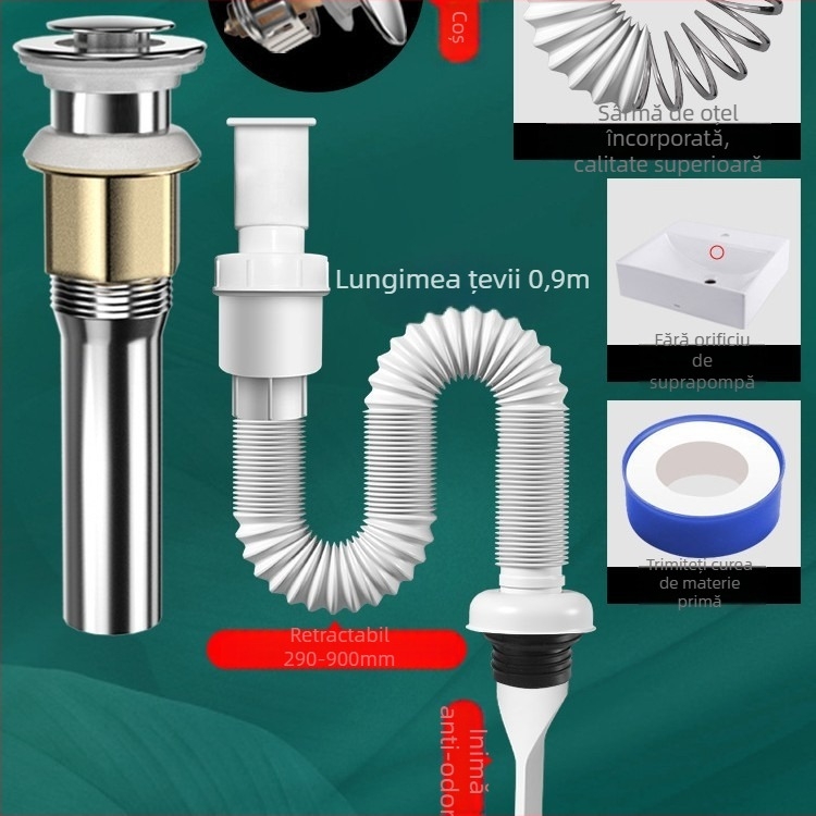 Sistem de drenaj pentru chiuvetă cu protecție împotriva mirosurilor – PVC, model WD-XS171-20, presiune nominală 1, temperatură de lucru 60°C, instalare directă