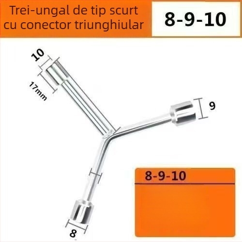 Three-Prong Socket Wrench, Extended Y-Type, Multi-Functional Triangle Socket, High-Carbon Steel for Motorcycle Tire Repair