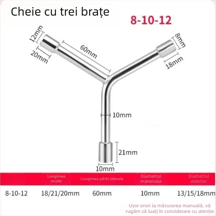 Three-Prong Socket Wrench, Extended Y-Type, Multi-Functional Triangle Socket, High-Carbon Steel for Motorcycle Tire Repair