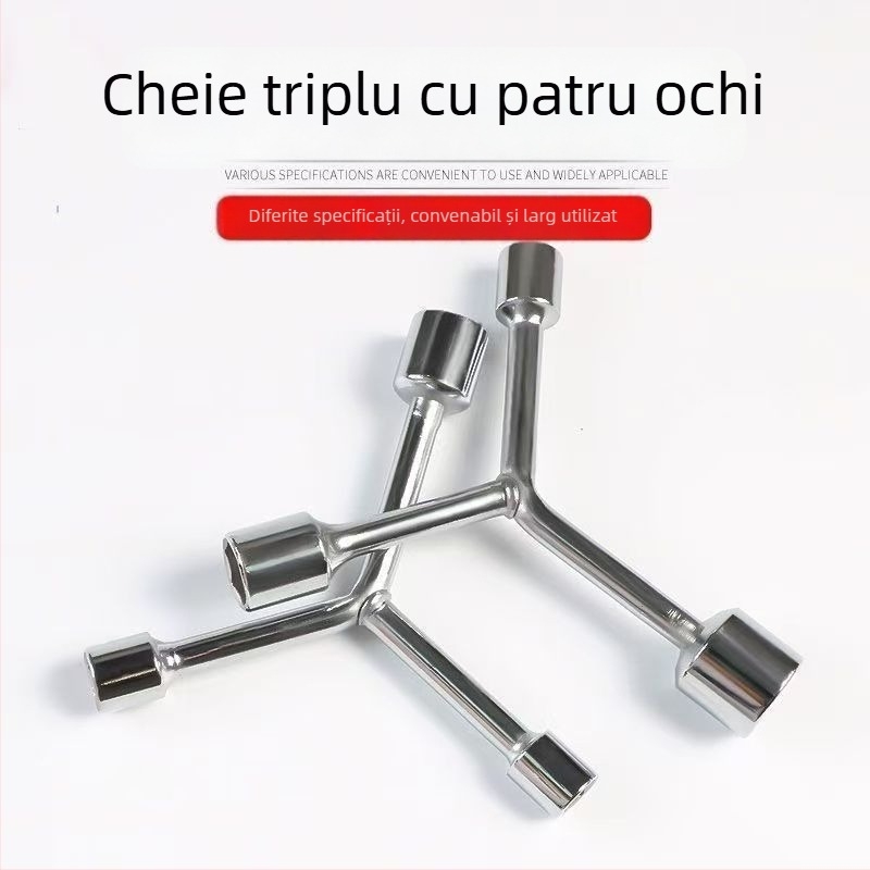 Three-Prong Socket Wrench, Extended Y-Type, Multi-Functional Triangle Socket, High-Carbon Steel for Motorcycle Tire Repair