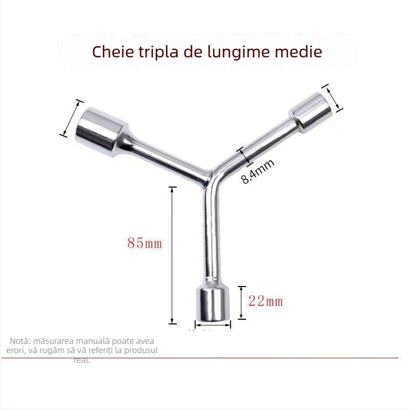 Three-Prong Socket Wrench, Extended Y-Type, Multi-Functional Triangle Socket, High-Carbon Steel for Motorcycle Tire Repair