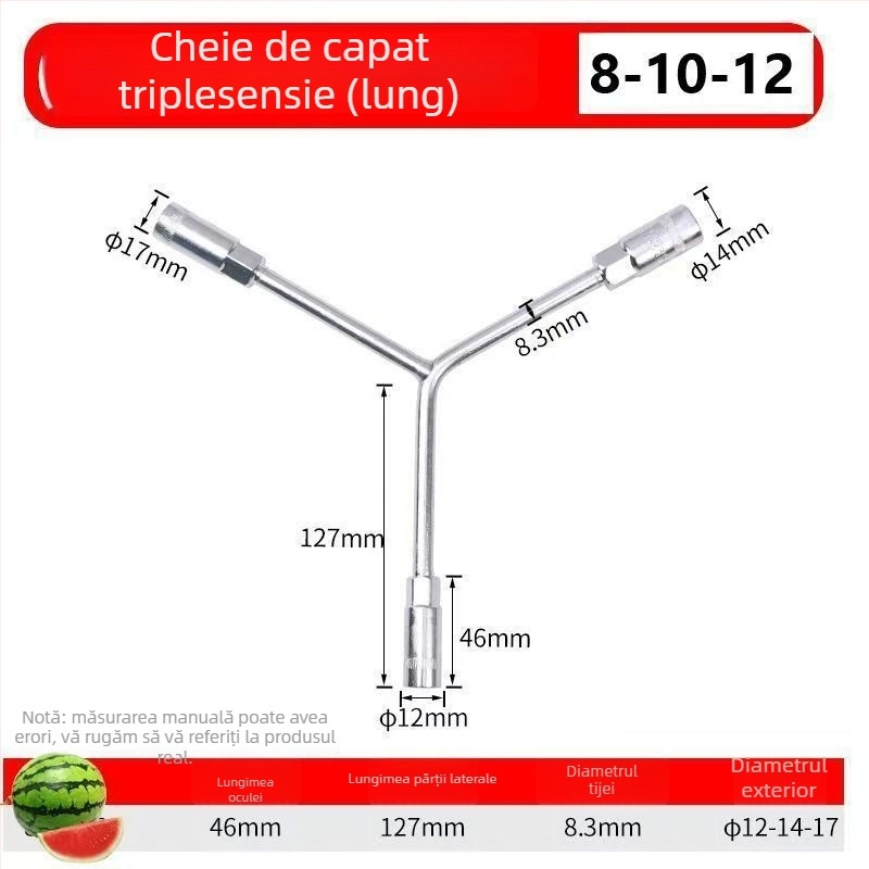Three-Prong Socket Wrench, Extended Y-Type, Multi-Functional Triangle Socket, High-Carbon Steel for Motorcycle Tire Repair
