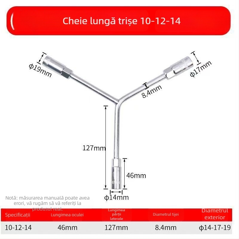 Three-Prong Socket Wrench, Extended Y-Type, Multi-Functional Triangle Socket, High-Carbon Steel for Motorcycle Tire Repair