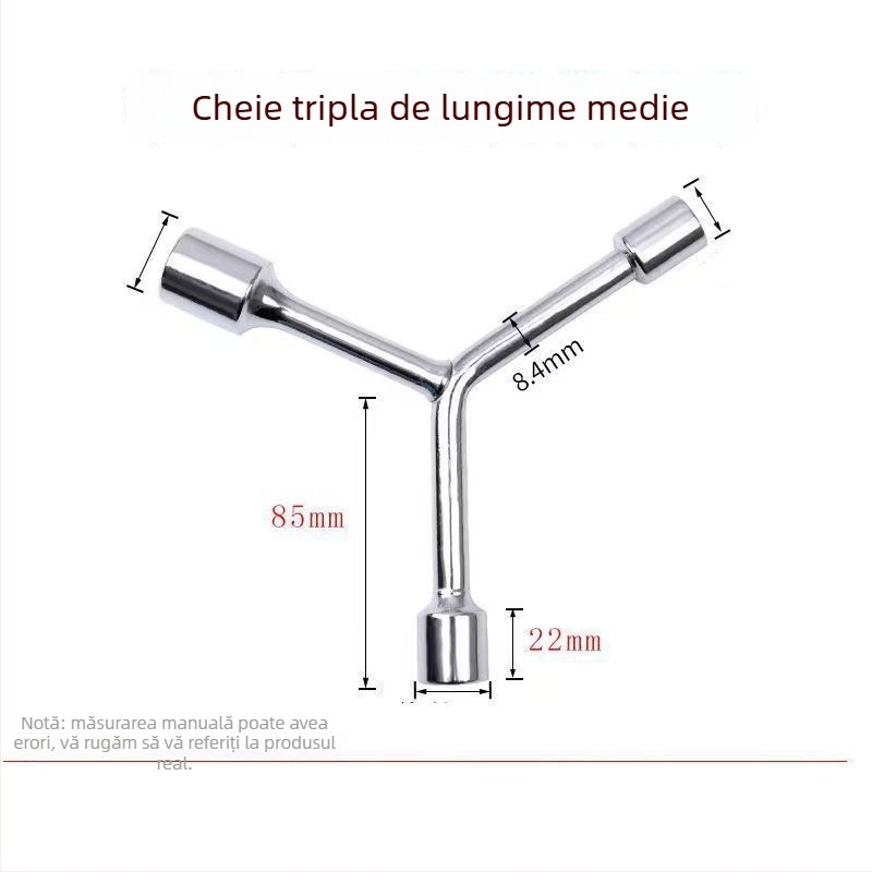 Three-Prong Socket Wrench, Extended Y-Type, Multi-Functional Triangle Socket, High-Carbon Steel for Motorcycle Tire Repair