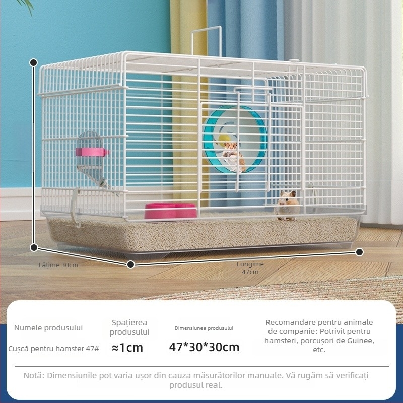 Cușcă pentru hamster cu separator detașabil – metal, stil vilă, set convertibil