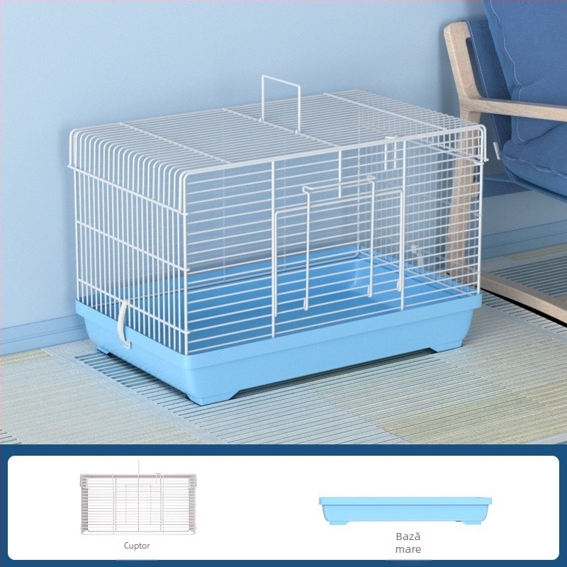 Cușcă pentru hamster cu separator detașabil – metal, stil vilă, set convertibil