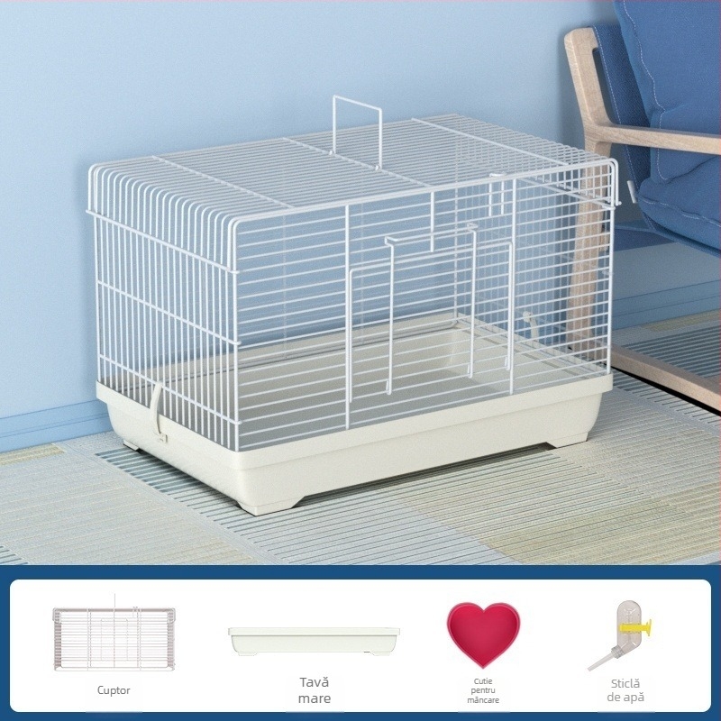 Cușcă pentru hamster cu separator detașabil – metal, stil vilă, set convertibil
