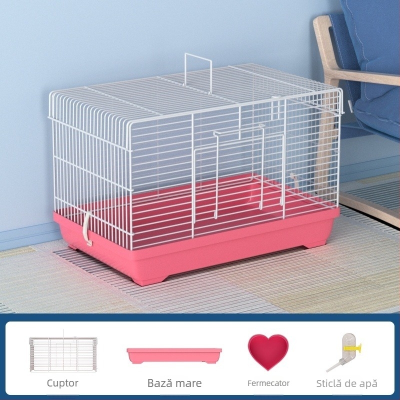 Cușcă pentru hamster cu separator detașabil – metal, stil vilă, set convertibil