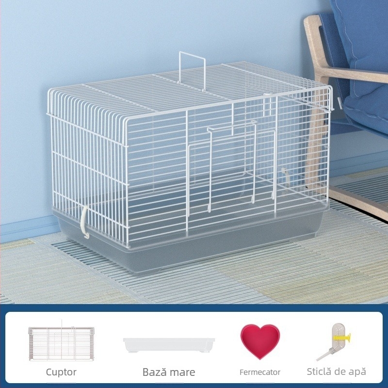 Cușcă pentru hamster cu separator detașabil – metal, stil vilă, set convertibil