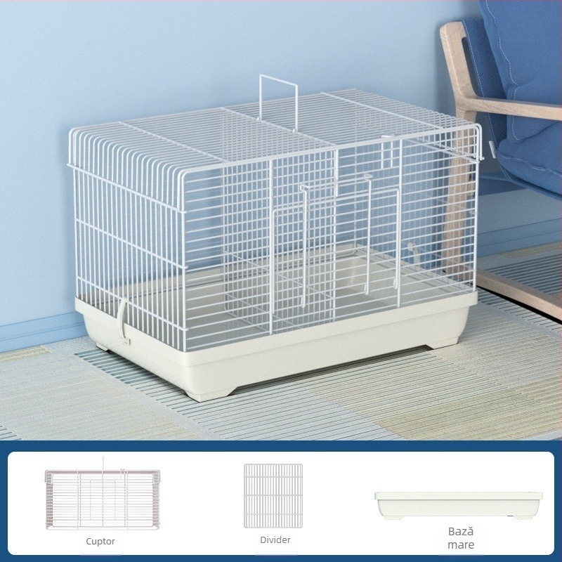 Cușcă pentru hamster cu separator detașabil – metal, stil vilă, set convertibil