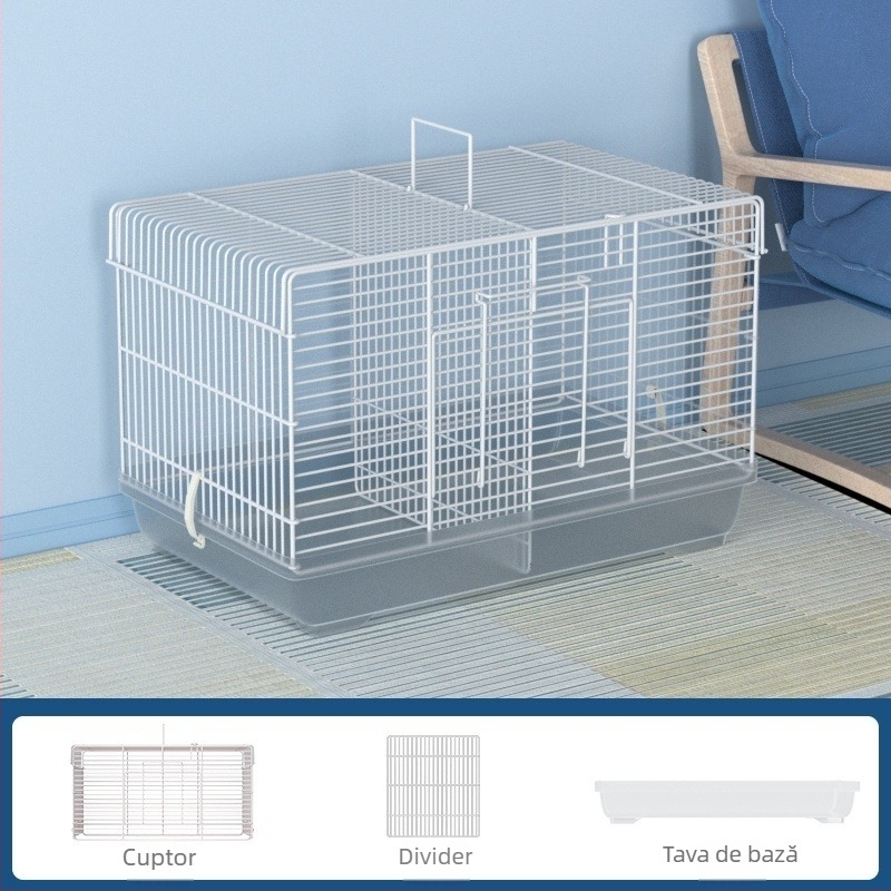Cușcă pentru hamster cu separator detașabil – metal, stil vilă, set convertibil