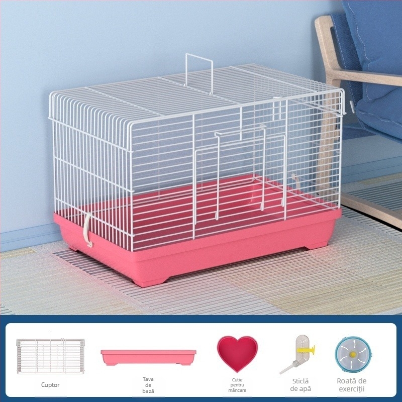 Cușcă pentru hamster cu separator detașabil – metal, stil vilă, set convertibil